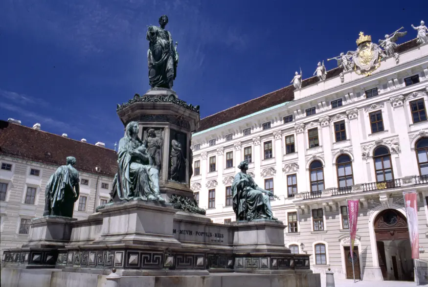 The Hofburg Imperial Palace, facing the Kaiserappartements and statues.