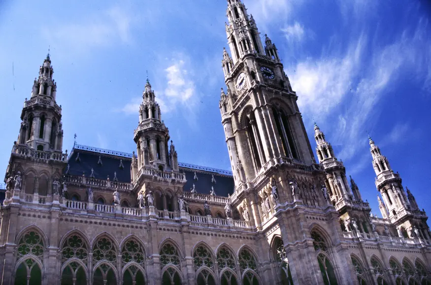 The neo-Gothic city hall building in Vienna speaks of the riches of the old Habsburg dynasty.