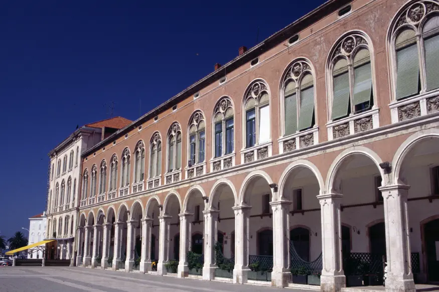 The Romanesque arches of a historic building in Split, the largest town on Croatia's Dalmatian coast.