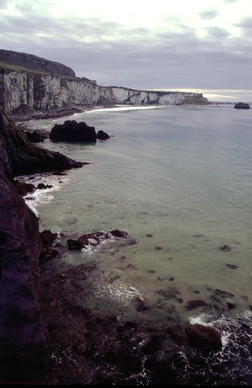 Larry Bane Bay in the north coast of Antrim Country, near the Carrick-a-rede Island rope bridge.