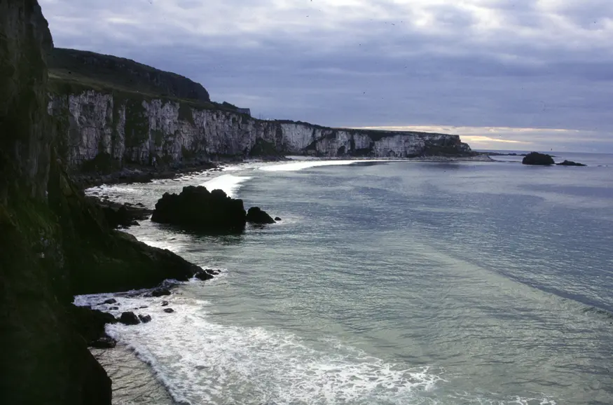 Larry Bane Bay in the north coast of Antrim Country, near the Carrick-a-rede Island rope bridge.