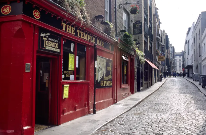 The Temple Bar in the lively ""Temple Bar"" area of Dublin.