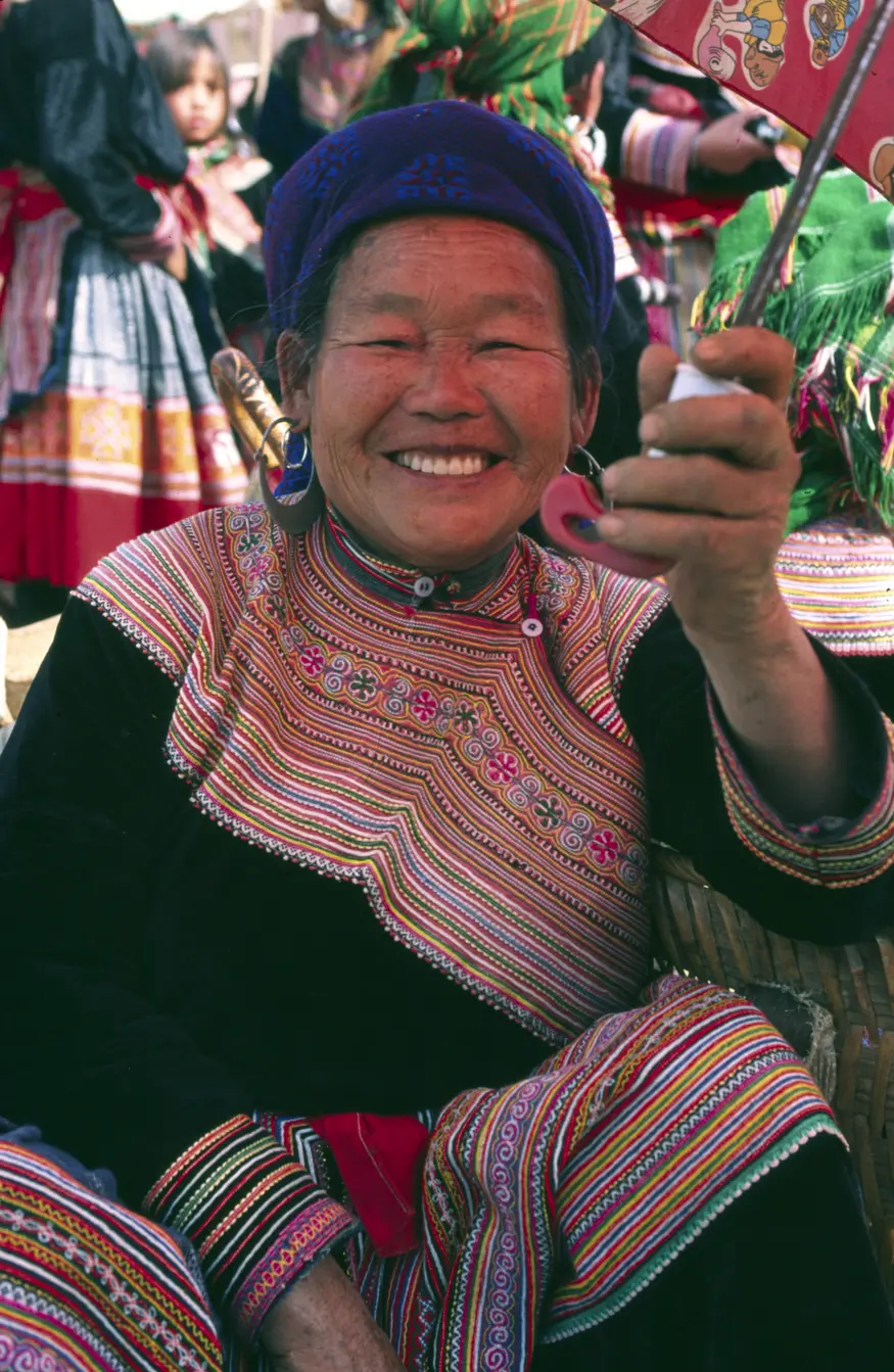 A Flower H'mong woman in the Bac Ha weekend market.